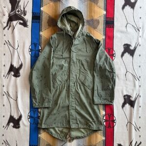 US Military Night Desert Camo Parka Vintage Grid Camouflage Fishtail XS
